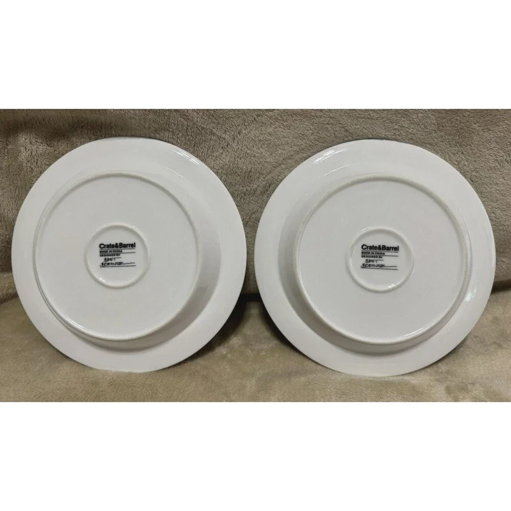 Crate and Barrel White Rim Soup Pasta Bowls by Brett Bortner (Set of 2)